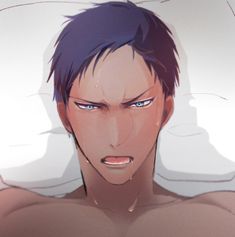 an anime character with blue eyes stares at the camera