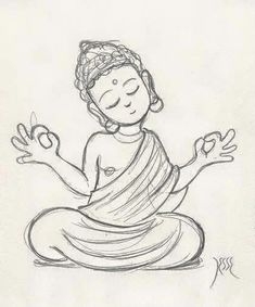 a drawing of a person sitting in a lotus position