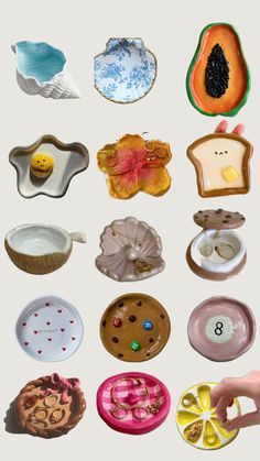 a bunch of plates that have different designs on them