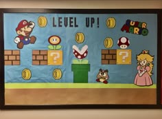 Mario Kart Classroom Theme, Supermario Theme Classroom, Mario Door Decorations Classroom, Mario Themed Classroom Door, Mario Classroom Door, Mario Classroom Decor Ideas, Nintendo Classroom Theme, Super Mario Themed Leaderboard Display, Mario School Decorations