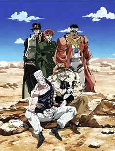 an image of some anime characters in the desert
