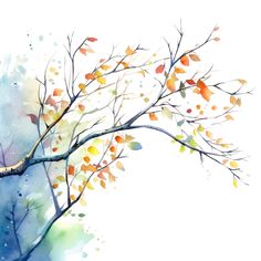 a painting of a tree with leaves on it