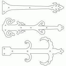 four decorative keys are shown in the shape of an ornate key, with swirly scrolls