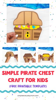 the pirate chest craft for kids is shown with instructions to make it and cut out