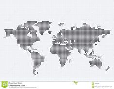 a dotted world map in black and white stock photo - image 399784
