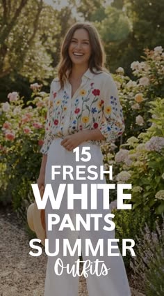 Refresh your wardrobe with these fresh white pants summer outfits. From classy white pants outfit ideas to relaxed white jeans summer outfit looks, these outfits are perfect for warm weather. Discover how to style white pants with trendy pieces for effortless style, including white pants spring outfit inspiration and chic summer 2026 2025 ideas. White Pants Summer, White Pants, White, Pants, Trousers