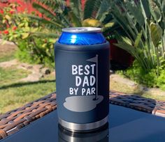 a beer can sitting on top of a table
