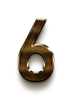 the number six is shown in gold on a white background