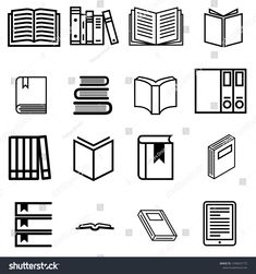 black and white book icon set on white background stock photo royaltyvectors for bookshelf