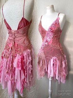 Boho top RAW RAGS beautiful one of a kind top. antique | Etsy Homemade Clothing, Sewing Festival Clothing, Whimsical Rave Outfit, Pink Boho Aesthetic, Chappell Roan Outfit Ideas, Fairy Top Outfit, Boho Pink Outfit, Thrift Clothes, Fairy Top