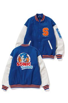 Sonic Varsity Jacket, Sonic Letterman Jacket, Sonic The Hedgehog Racing Jacket, Sonic Jacket, Sonic Racing Jacket, Sonic Jacket Y2k, Sonic Sweater, Sonic Hoodie, Sonic The Hedgehog Sweater