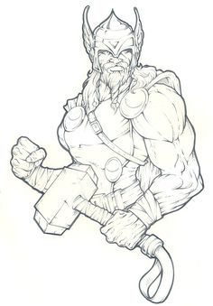 a drawing of a man with horns on his head