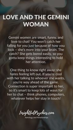 a woman's poem with the caption love and the gemini woman