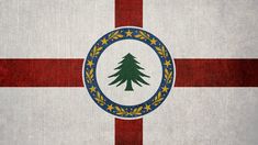 the flag of northern england is depicted in a circle with stars and a fir tree on it