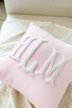 Monogram Pillow, Initial Throw Pillow, Preppy Decorative & Throw Pillows, Monogrammed Pillow, Girly Pillow Preppy Room Decor, Pink Polka Dot Monogrammed Pillow, Preppy Monogram Pillows, Personalized Punch Needle Pillow, Pink Glitter Monogram Throw Pillow