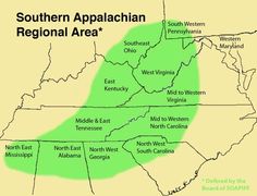 a map of the southern appalachan regional area