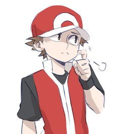 a person with a baseball cap and red vest