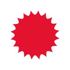 a red starburst on a white background with no other stars in the sky