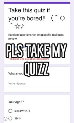 two texts that say, take this quiz if you're bored