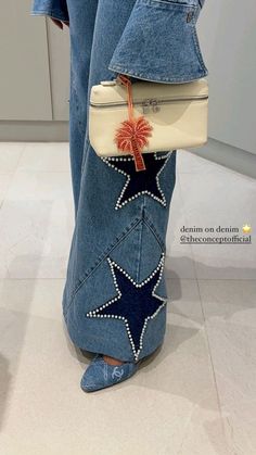 Creative Denim Outfit Ideas, Bedazzled Denim, Unique Denim Collection Ideas, Creative Denim Outfits, Unique Fashion Statement Jeans, Creative Denim Fashion Ideas, Embellished Denim Outfit, Customized Jeans, Beaded Jeans Outfit