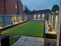 <$ Plain Garden Ideas, Artificial Grass Garden Ideas, Modern Backyard Landscaping With Artificial Grass, Fake Grass Small Backyard Ideas, Small Backyard Ideas With Artificial Grass, Artificial Grass Garden Ideas Design, Minimal Grass Backyard, Astro Turf Garden Ideas, Garden Ideas New Build House