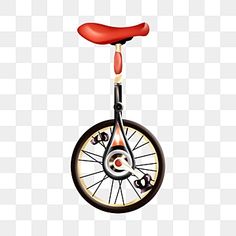 a bicycle with a red seat on the front wheel