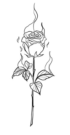 Simple Rose Tattoo Stencil, Rose Tattoo Men Stencil, Small Rose Stencil Tattoo, Rose Outline Drawing Tattoo Ideas, Rose Tattoo Stencil Outline Men, Rose Stem Tattoo Stencil, Rose Tattoo Stencils, Rose With Stem Tattoo Stencil, Simple Rose With Stem Tattoo Stencil