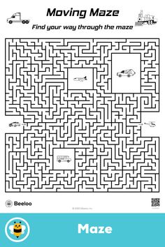 Advanced transportation-themed maze for kids ages 8 and up