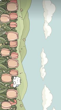 an image of a cartoon scene with sheep in the grass