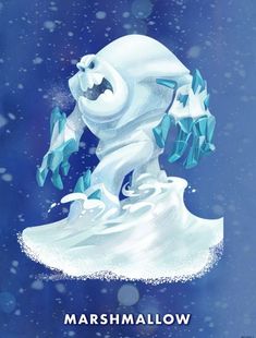 an ice bear is in the middle of snow and ice with words that read marshmallow