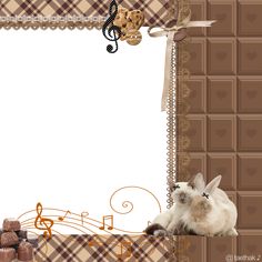 a cat is sitting in front of a sheet of paper with music notes on it