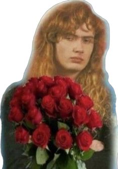 a woman holding a bouquet of roses in front of her face and an image of herself behind it