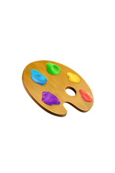 a wooden palette with paint colors on it