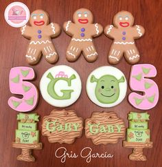Shrek Rice Krispies, Easy Shrek Cookies, Shrek Sugar Cookies, Shrek Cookies, Shrek Themed Cookies, Cookie From Shrek, Cookie Man From Shrek, Shrek Gingerbread Man Cookies, Gingerbread Cookies Shrek