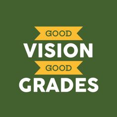 the words good vision, good grads on a green background
