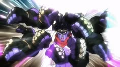 an anime character is flying through the air