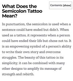an article about what does the semicolon tattoo mean?