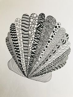 a drawing of an intricately designed shell