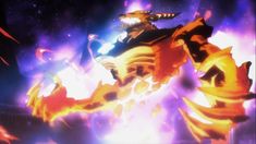 an animated image of a dragon flying through the air with fire in it's mouth