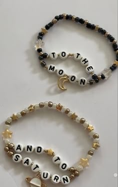 Beaded Bracelets Diy Taylor Swift, Diy Bracelets Taylor Swift, Ts Bracelet Inspo, Ts Bracelet Ideas, Bead Bracelet Words Ideas Edgy, Diy Zodiac Bracelet Tutorial, To The Moon And To Saturn Bracelet, Love You To The Moon And To Saturn Bracelet, Evermore Bracelet Ideas With Beads