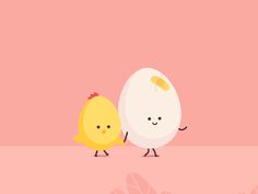 two eggs are standing next to each other