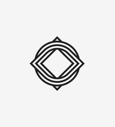 a black and white logo with an abstract shape