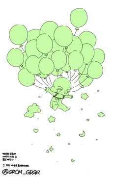 a drawing of a bunch of balloons floating in the air
