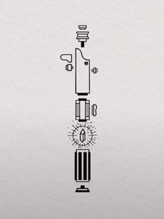 a black and white drawing of a tall tower with a clock on it's side