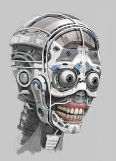 http://martinconceptart.blogspot.ca/search?updated-max=2014-02-06T23:27:00-08:00&max-results=30 Creative Anatomy Art, Robot With Teeth, Jim Martin Concept Art, Medical Robot Concept Art, Robot Faces, Cool Robot Face, Robot Head Art, Old Robot Concept Art, Robot Head Concept Art