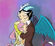 an image of a man hugging a woman with wings on her head and the caption reads, i love you so much