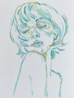 a drawing of a woman with her eyes closed