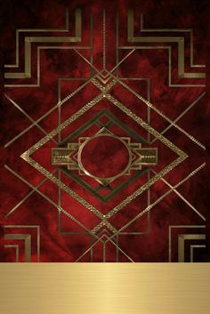 a red and gold background with an abstract design