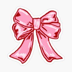 a pink bow sticker on a white background