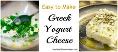 greek yogurt cheese recipe with green and white toppings